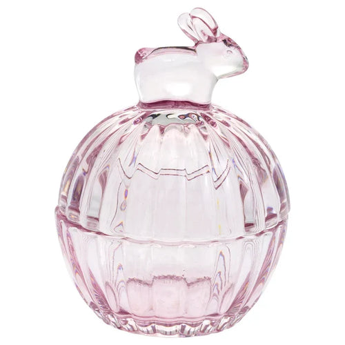 Pink Bunny Glass Covered Dish