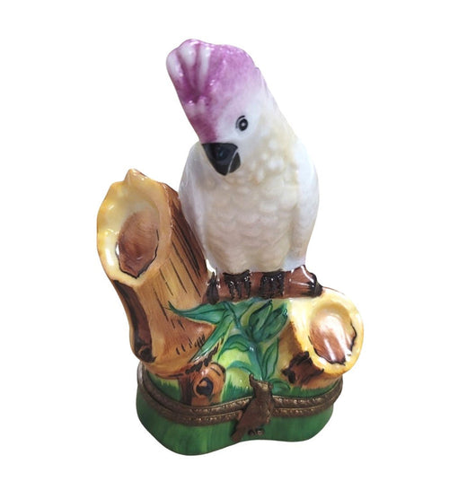 Pink Cockatoo Limoges Box Porcelain Limoges bird bird French Trinket Box
