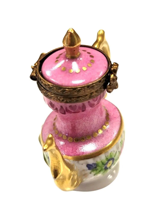 Pink Limoges Teapot Charm Porcelain Limoges China French Trinket Box
