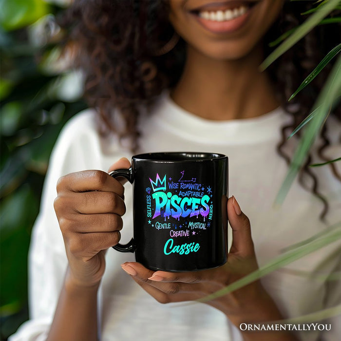Pisces Graffiti Zodiac Personalized Mug, Street Style Astrology Horoscope Gift with Custom Name Personalized Ceramic Mug OrnamentallyYou