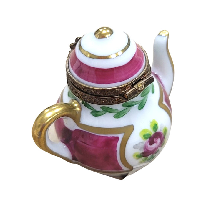 Charming Purple Teapot Treasure Porcelain Limoges China French Trinket Box