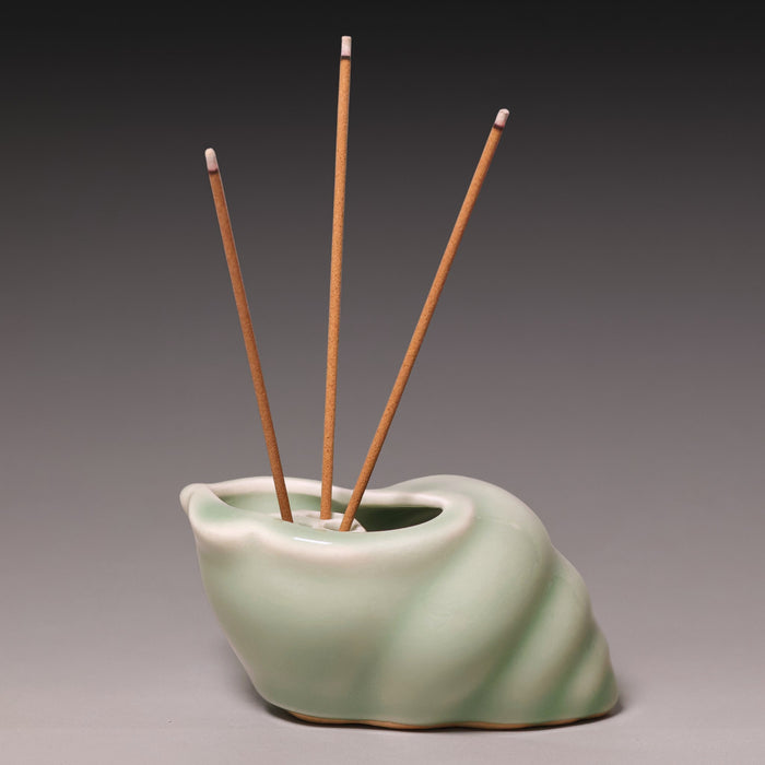 Qing Dynasty, Snail Shaped Blue Celadon Glazed Incense Burner - c. 1800s to 1900s - Imperial China