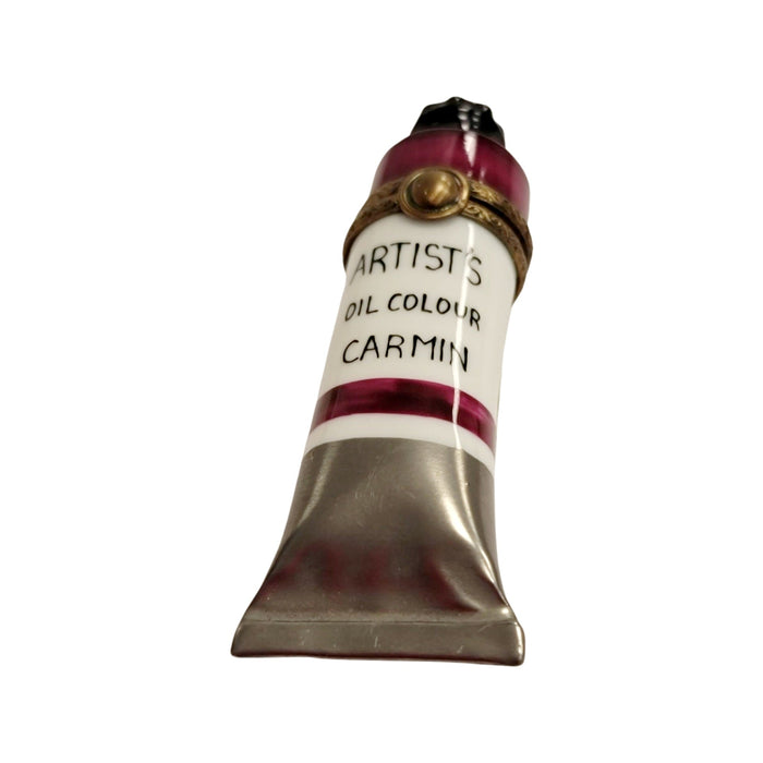 Artisan Red Paint Tube Box Porcelain Limoges Fine Art French Trinket Box