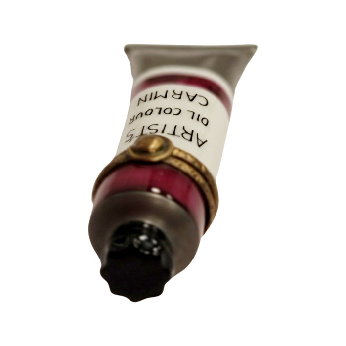 Artisan Red Paint Tube Box Porcelain Limoges Fine Art French Trinket Box