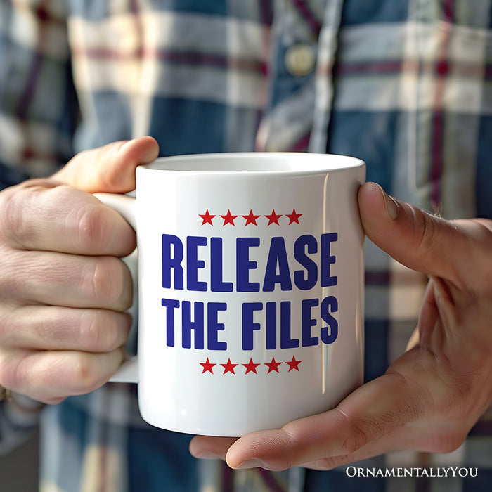 Release The Files Personalized Mug, Demand Truth Anti-Corruption Protest Gift with Custom Name OrnamentallyYou