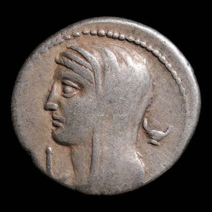 Roman Republic, L. Cassius Longinus, AR Denarius, Vesta (Goddess of Home) - 42 BCE - Roman Republic