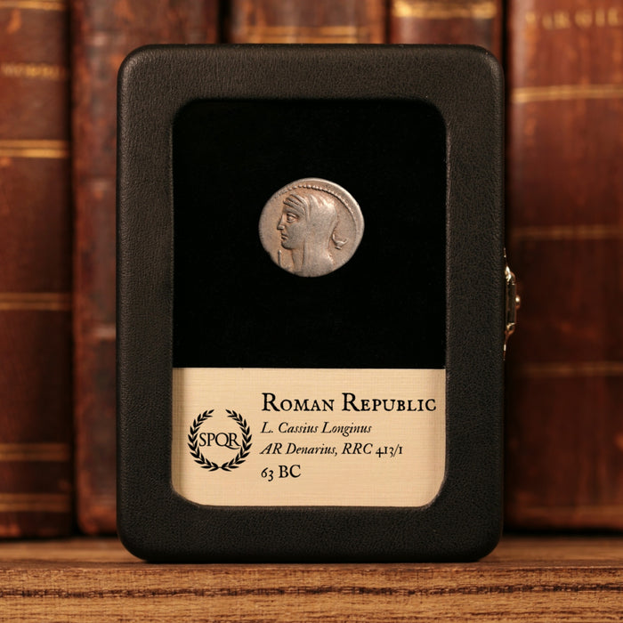 Roman Republic, L. Cassius Longinus, AR Denarius, Vesta (Goddess of Home) - 42 BCE - Roman Republic