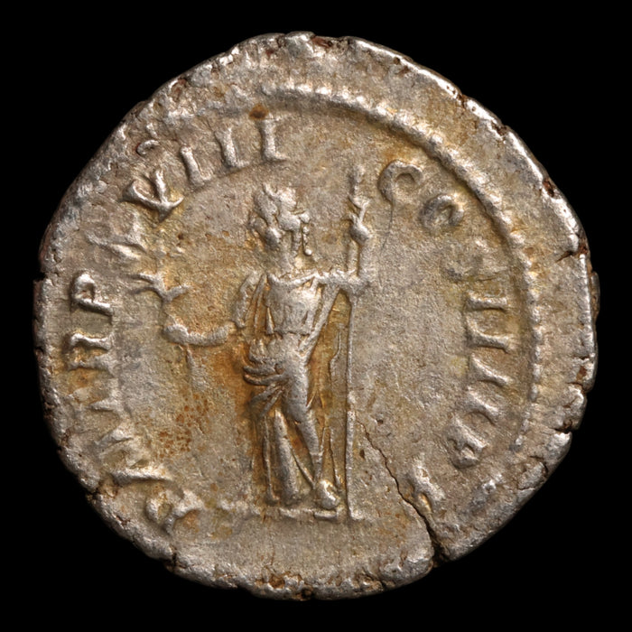 Rome, Emperor Caracalla, AR Denarius, Pax (Goddess of Peace) - 215 CE - Roman Empire