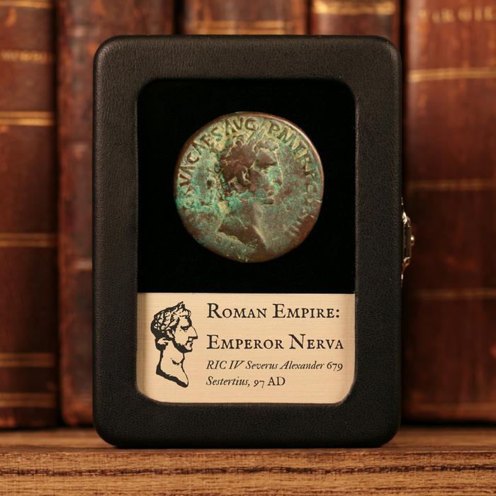 Rome, Emperor Nerva, Large Brass Sestertius, Fortuna (Goddess of Fortune) - 97 CE - Roman Empire