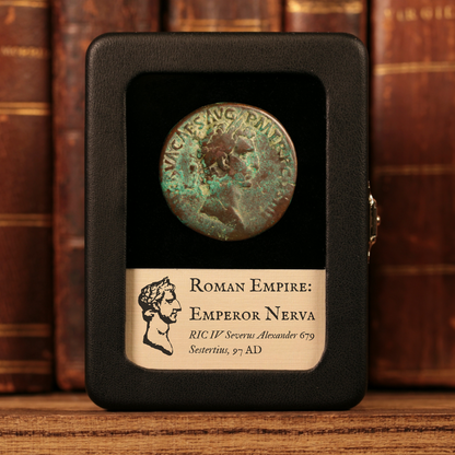Rome, Emperor Nerva, Large Brass Sestertius, Fortuna (Goddess of Fortune) - 97 CE - Roman Empire