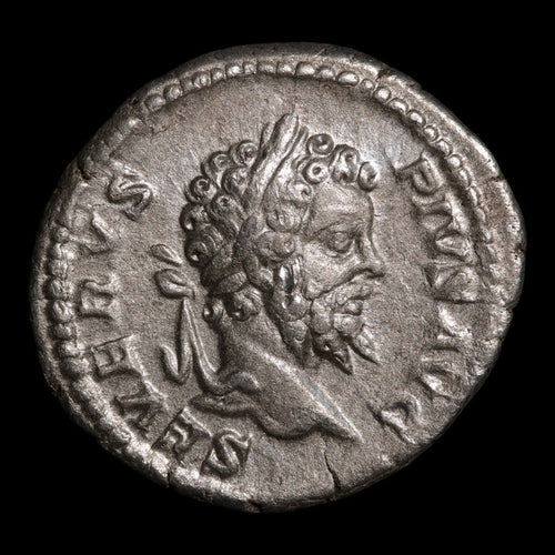 Rome, Emperor Septimius Severus, AR Denarius, War Trophy Reverse - 202 CE - Roman Empire