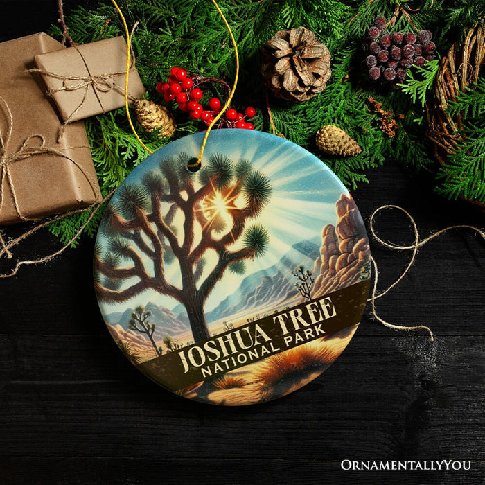 Rustic Joshua Tree National Park Ornament, California Desert Scene Christmas Gift and Nature Souvenir Ceramic Ornament OrnamentallyYou