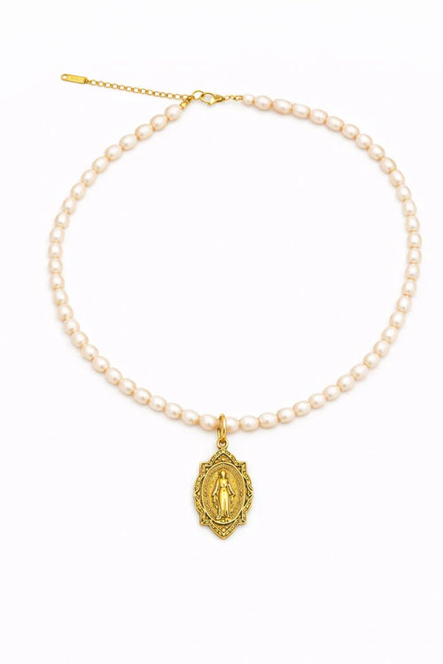 Sacred Pearl Necklace Unique Mary