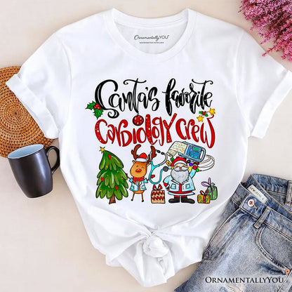 Santa's Favorite Cardiology Crew T-Shirt, Merry Christmas Cardiac Tee T-Shirts OrnamentallyYou White XS