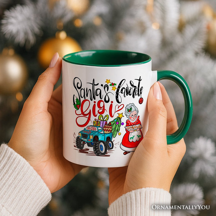 Santa’s Favorite Gigi Christmas Personalized Mug, Grandma Appreciation Gift with Custom Name Personalized Ceramic Mug OrnamentallyYou