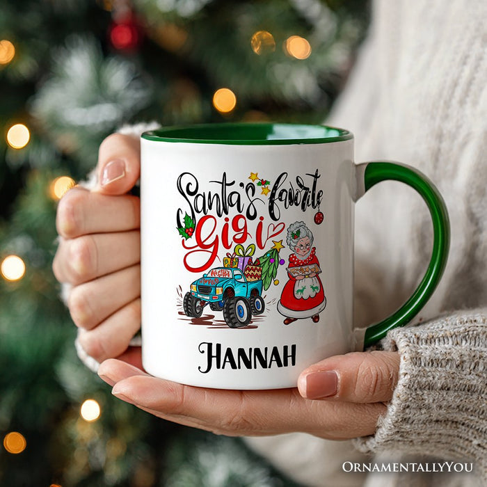 Santa’s Favorite Gigi Christmas Personalized Mug, Grandma Appreciation Gift with Custom Name Personalized Ceramic Mug OrnamentallyYou