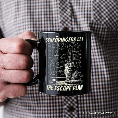 Schrödinger’s Cat The Escape Plan Physics Humor Personalized Mug, Funny Science Nerd Gift with Custom Name Personalized Ceramic Mug OrnamentallyYou