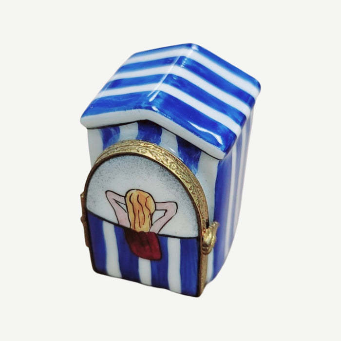Beach Hut Cabana Figurine Porcelain Limoges beach ocean travel French Trinket Box