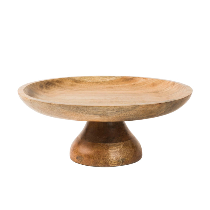Sienna Mango Wood Pedestal Bowl by Mela Artisans