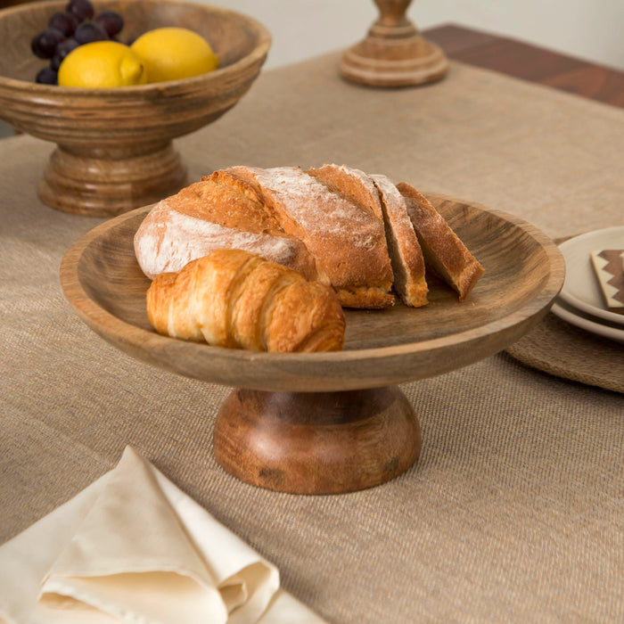 Sienna Mango Wood Pedestal Bowl by Mela Artisans