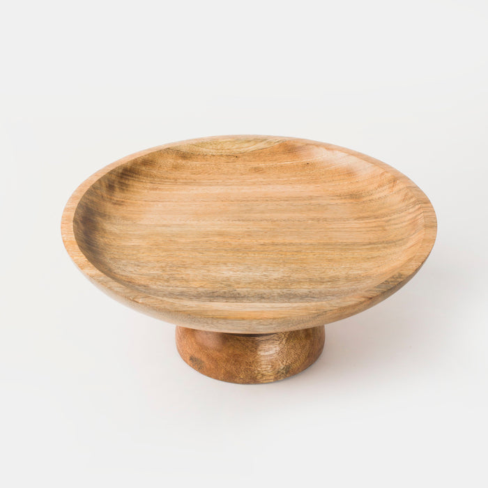 Sienna Mango Wood Pedestal Bowl by Mela Artisans