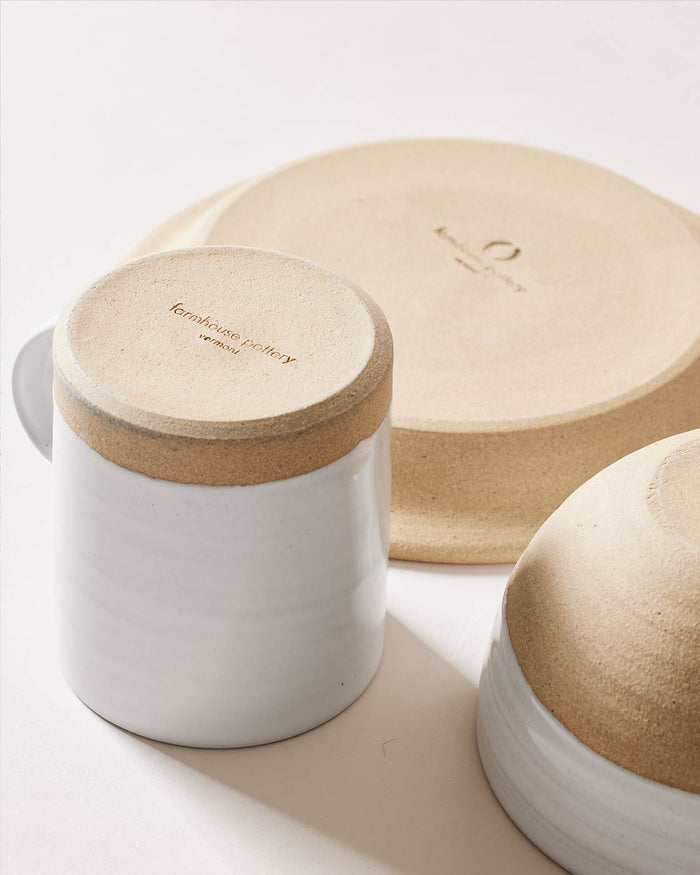Silo Stoneware Mug — mugs with wooden lids in a styled grouping; Farmhouse Pottery