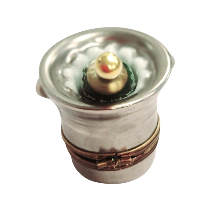 Silver Champagne Delight Porcelain Limoges Wine French Trinket Box