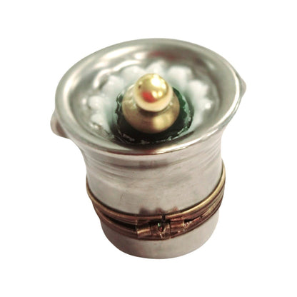 Silver Champagne Delight Porcelain Limoges Wine French Trinket Box