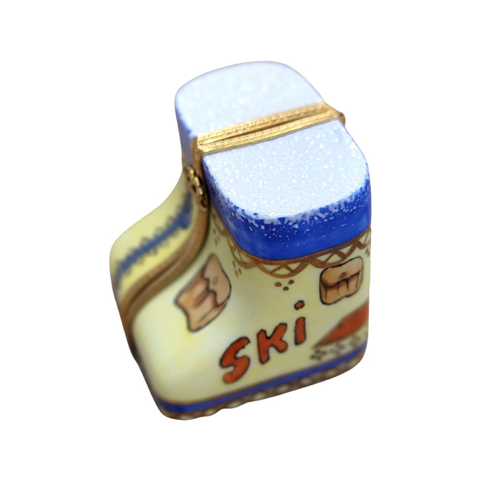 Ski Boots Limoges Box Figurine Porcelain Limoges Sports Shoes Winter French Trinket Box