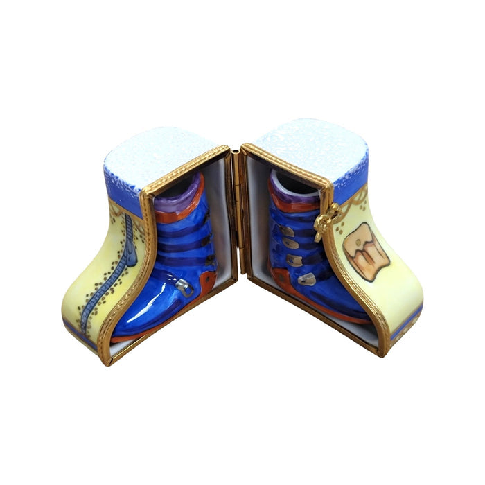 Ski Boots Limoges Box Figurine Porcelain Limoges Sports Shoes Winter French Trinket Box