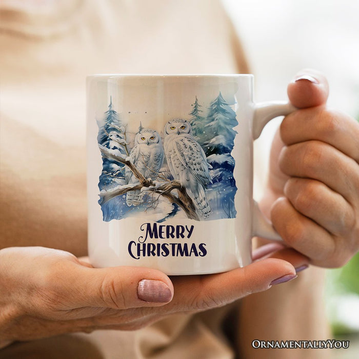 Snowy Owl Personalized Mug, Grand Arctic Majesty Christmas Gift With Custom Name and Date Personalized Ceramic Mug OrnamentallyYou