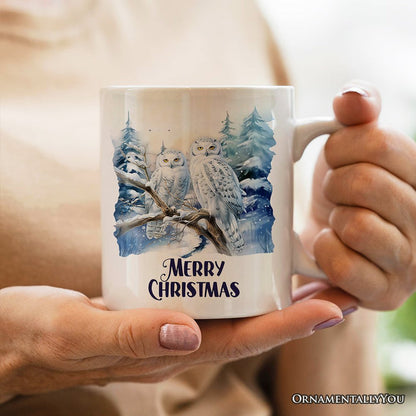 Snowy Owl Personalized Mug, Grand Arctic Majesty Christmas Gift With Custom Name and Date Personalized Ceramic Mug OrnamentallyYou