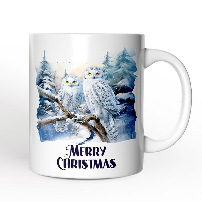 Snowy Owl Personalized Mug, Grand Arctic Majesty Christmas Gift With Custom Name and Date Personalized Ceramic Mug OrnamentallyYou 12oz Mug Non-Custom