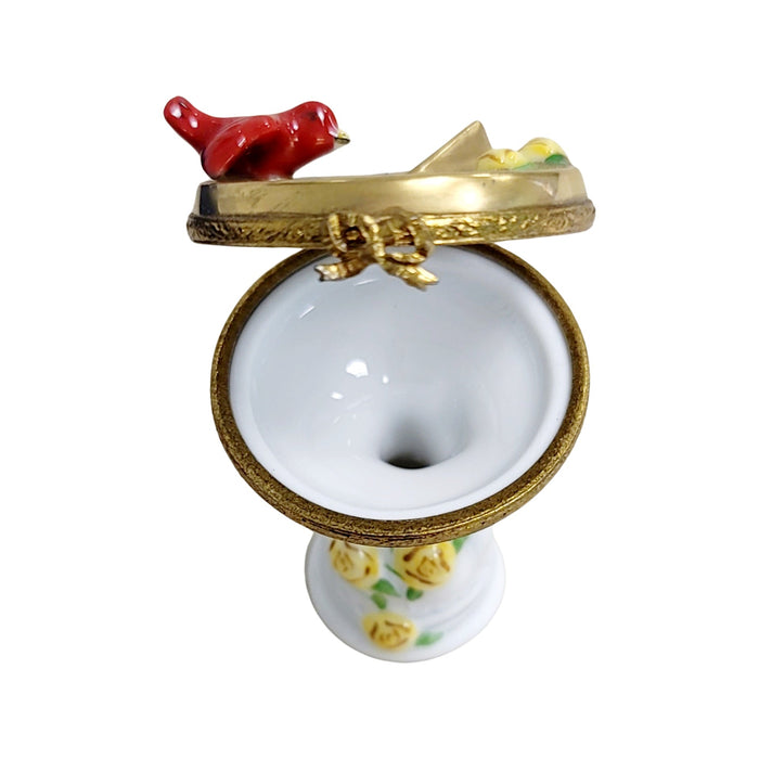 Bird Perched on Sundial Porcelain Limoges Limoges Box birds garden French Trinket Box