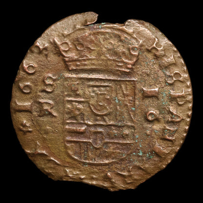 Spain, King Philip IV, Copper 16 Maravedis - 1663 - Spanish Empire