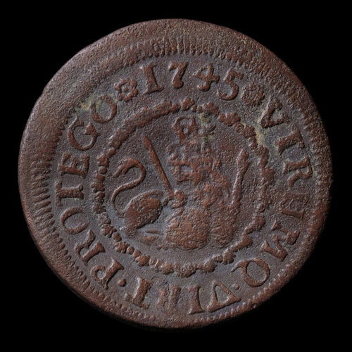 Spain, King Philip V, 2 Maravedis, Segovia Mint - 1745 CE - Spanish Empire