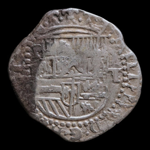 Spanish Empire, Bolivia, King Philip II, 1 Real (Silver Cob) - 1574 to 1589 CE - Spanish Empire