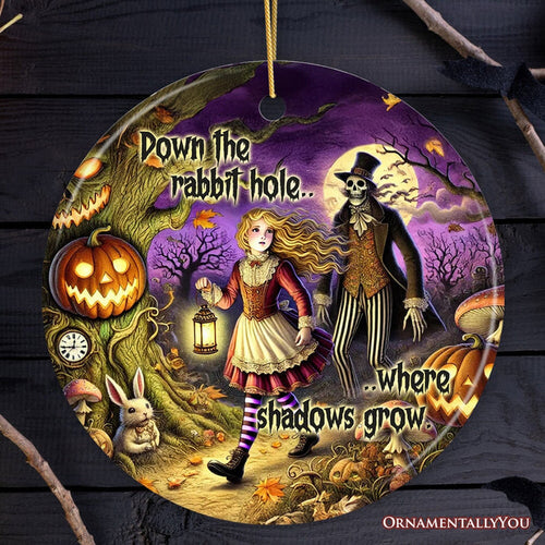Spooky Parable Alice's Adventure in Wonderland Ceramic Ornament, Halloween Gift and Tree Decor Ceramic Ornament OrnamentallyYou Circle