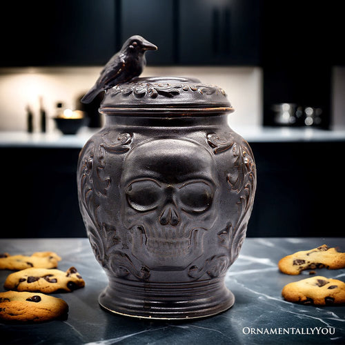 (Pre-Order) Spooky Urn 8" Cookie Jar, Ceramic Gothic Halloween Kitchen Decoration Cookie Jars OrnamentallyYou