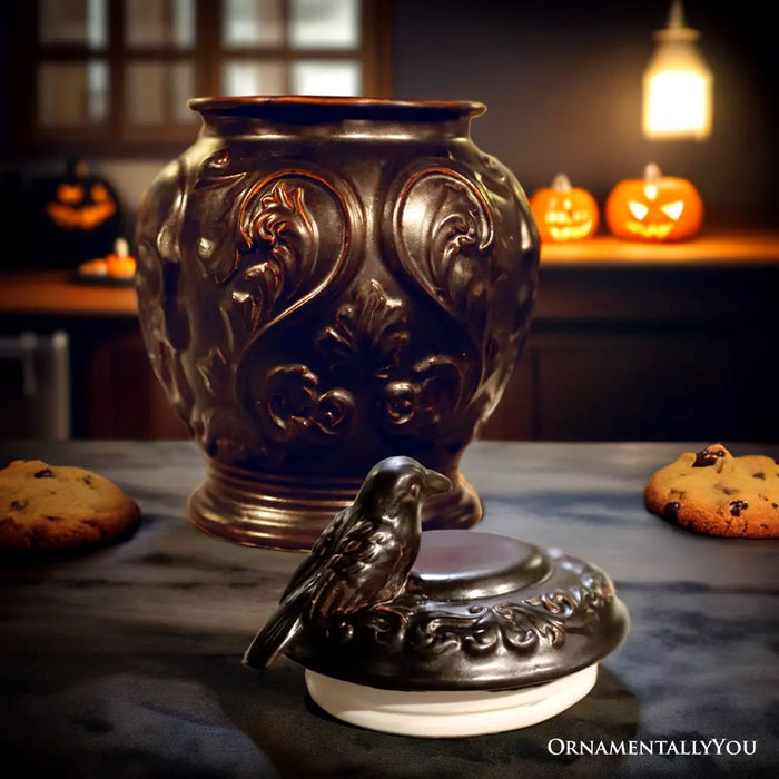 (Pre-Order) Spooky Urn 8" Cookie Jar, Ceramic Gothic Halloween Kitchen Decoration Cookie Jars OrnamentallyYou