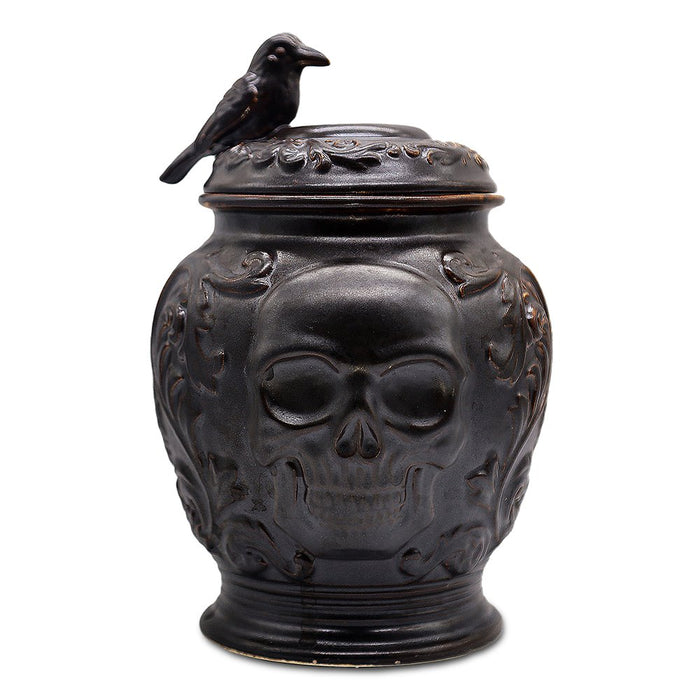 Spooky Urn 8" Cookie Jar, Ceramic Gothic Halloween Kitchen Decoration Cookie Jars OrnamentallyYou