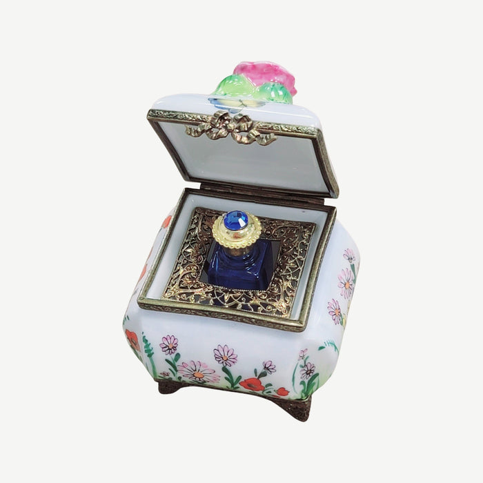 Square Butterfly Perfume Treasure Porcelain Limoges Perfume French Trinket Box