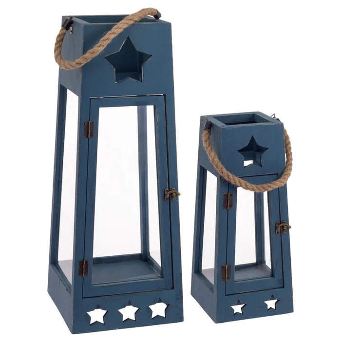 Standout Blue Star Lanterns Set of 2