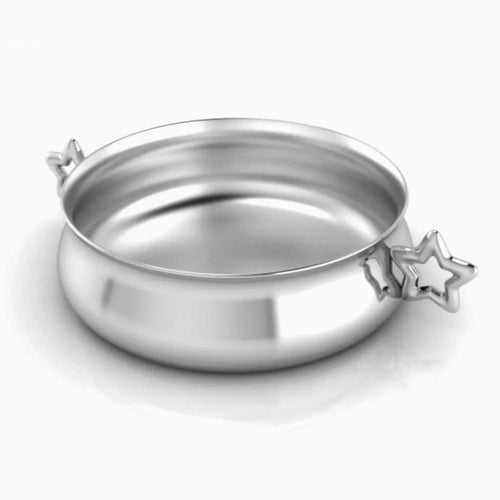 Star Silver-Plated Baby Porringer by Krysaliis showing the rounded bowl and decorated handles