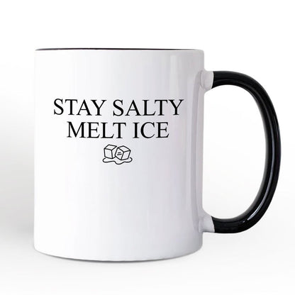 Stay Salty Melt Ice Personalized Mug Personalized Ceramic Mug OrnamentallyYou Black Handle Non-Custom