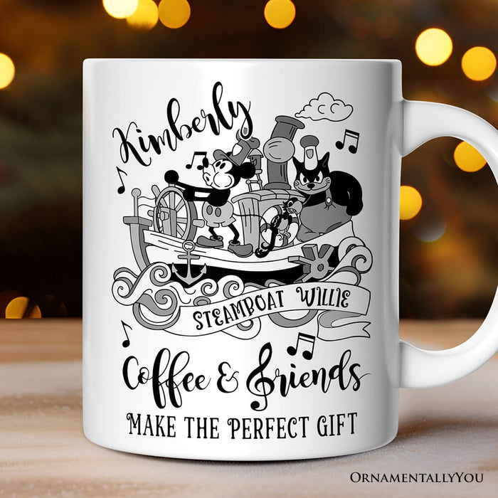 Steamboat Willie Coffee and Friends Personalized Mug, Friendship Appreciation Gift Personalized Ceramic Mug OrnamentallyYou 12oz Mug Customized