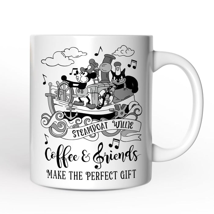 Steamboat Willie Coffee and Friends Personalized Mug, Friendship Appreciation Gift Personalized Ceramic Mug OrnamentallyYou 12oz Mug Non-Custom