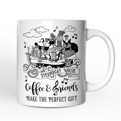 Steamboat Willie Coffee and Friends Personalized Mug, Friendship Appreciation Gift Personalized Ceramic Mug OrnamentallyYou 12oz Mug Non-Custom