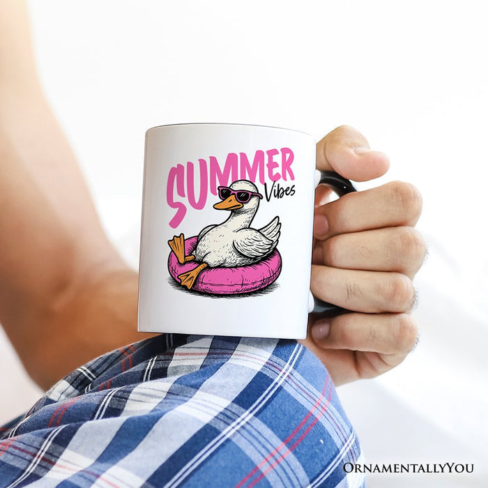 Summer Vibes Goose Personalized Mug, Funny Beach Vacation Gift with Custom Name Personalized Ceramic Mug OrnamentallyYou