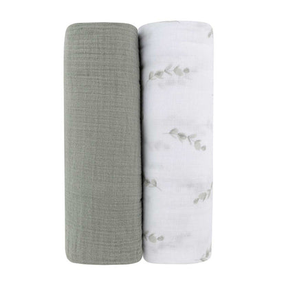 swaddle muslin 2 pack - eucalyptus & solid